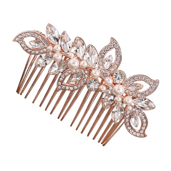 Elegant Lady Rhinestone Faux Pearl Hair Pin Comb Clip Wedding Bridal Headwear