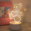 Creative 3D visual light with heart-shaped bear design, suitable for bedrooms, birthday gifts, Christmas decorations, etc.