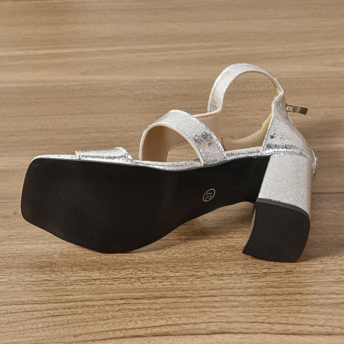 

High quality, gold and silver high-heeled fish mouth sandals 2025 new large-size women s shoes European and American skin 42 срібний