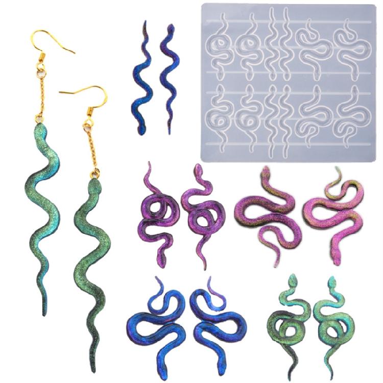 Snake Shape Mold Epoxy Resin Casting Jewelry Making Supply Handmade DIY Earring