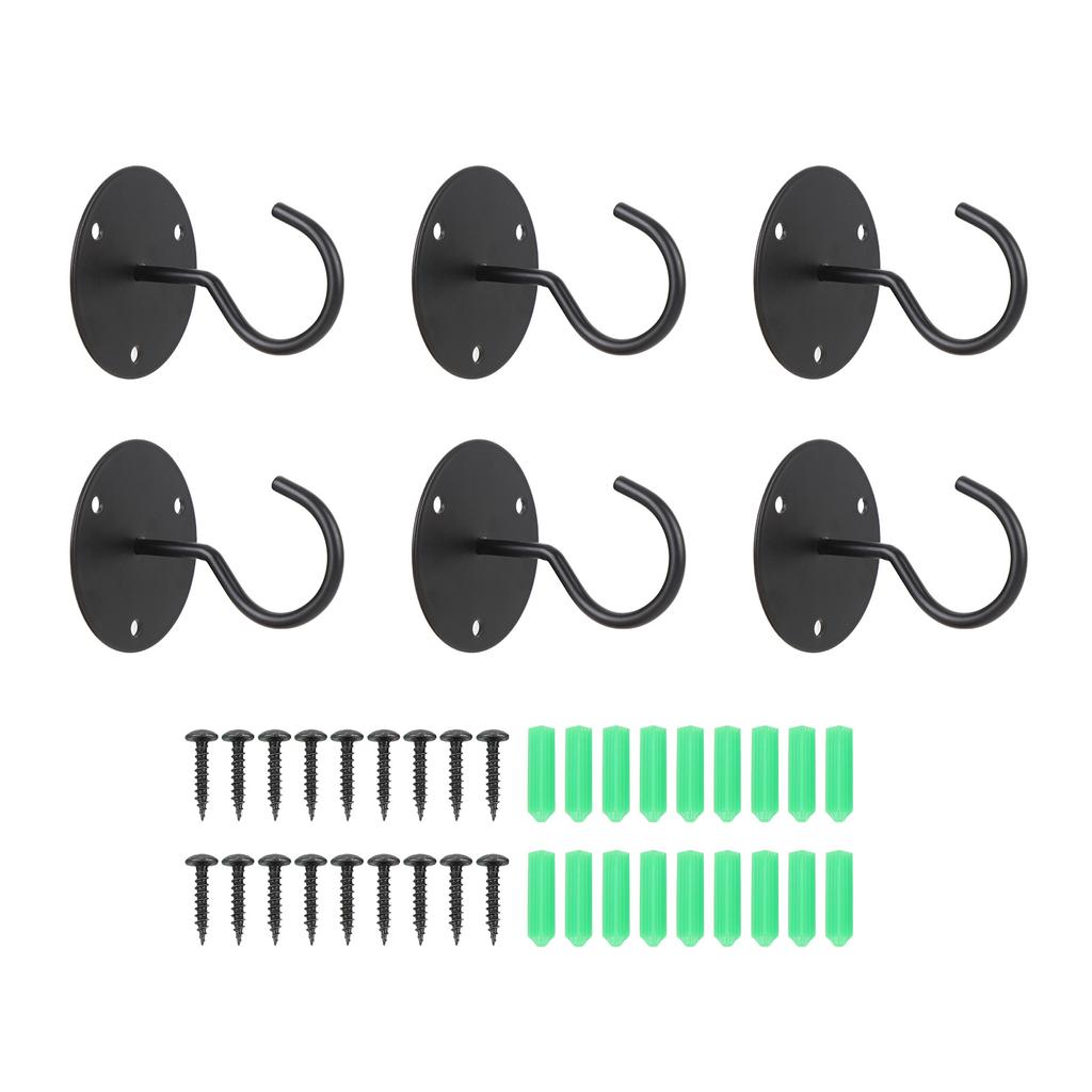 6 Set Ceiling Hook Set Heavy Duty Metal Hangers for Hanging Plants Bird Feeders Flower Pots Wind