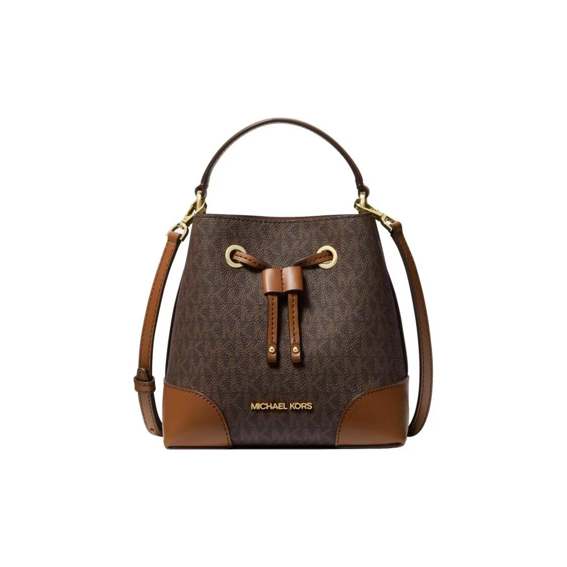 

Michael Kors Mercer 18 Classic Monogram Coated Canvas Bucket Bag Women Bags Light-Brown 35F2GM9M1B-BROWN Shopping Bag Set(Basic Set+Shopping Bag)