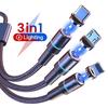 3 In 1 Magnetic Micro USB Cable 3in1 Fast Charging Magnet Charger USB Type C Mobile Phone Cable Cord