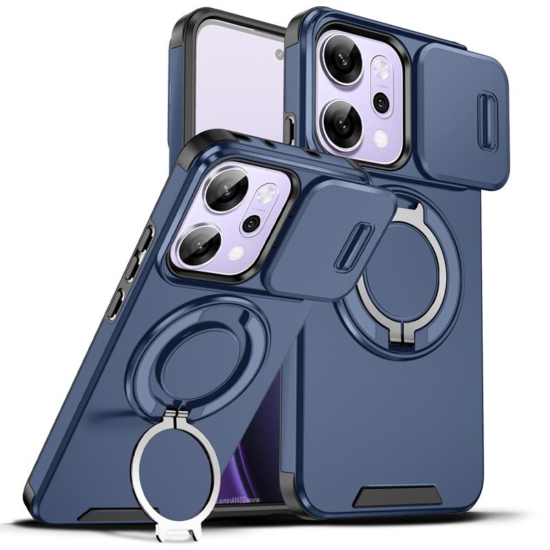 For OPPO Reno 14 14 Pro 14F Case Heavy Duty PC+TPU Ring Car Mount Magnetic Stand Slide Camera Cover for Reno14