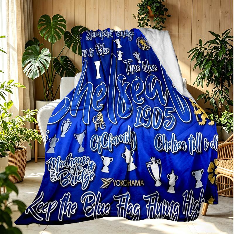 Football club.C Pattern Blanket for Home Decoration, Bed, Sofa, Car Travel, Camping, Suitable for All Seasons, Birthday Christmas Gift