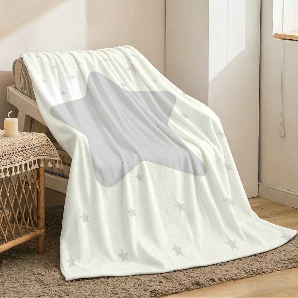 Ins Cute Sstar Throw Lightweight 240G Flannel Blanket Soft Skin-Friendly For Summer Cooling