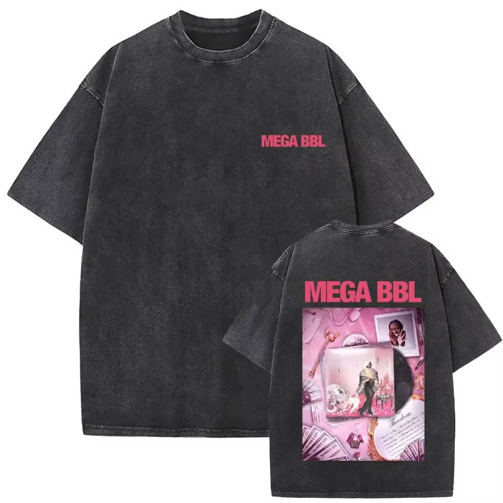 Washed Vintage Rapper Theodora Mega Bbl Graphic T Shirt Men Women Hip Hop Fashion Tshirt Casual Oversized Short Sleeves T Shirt