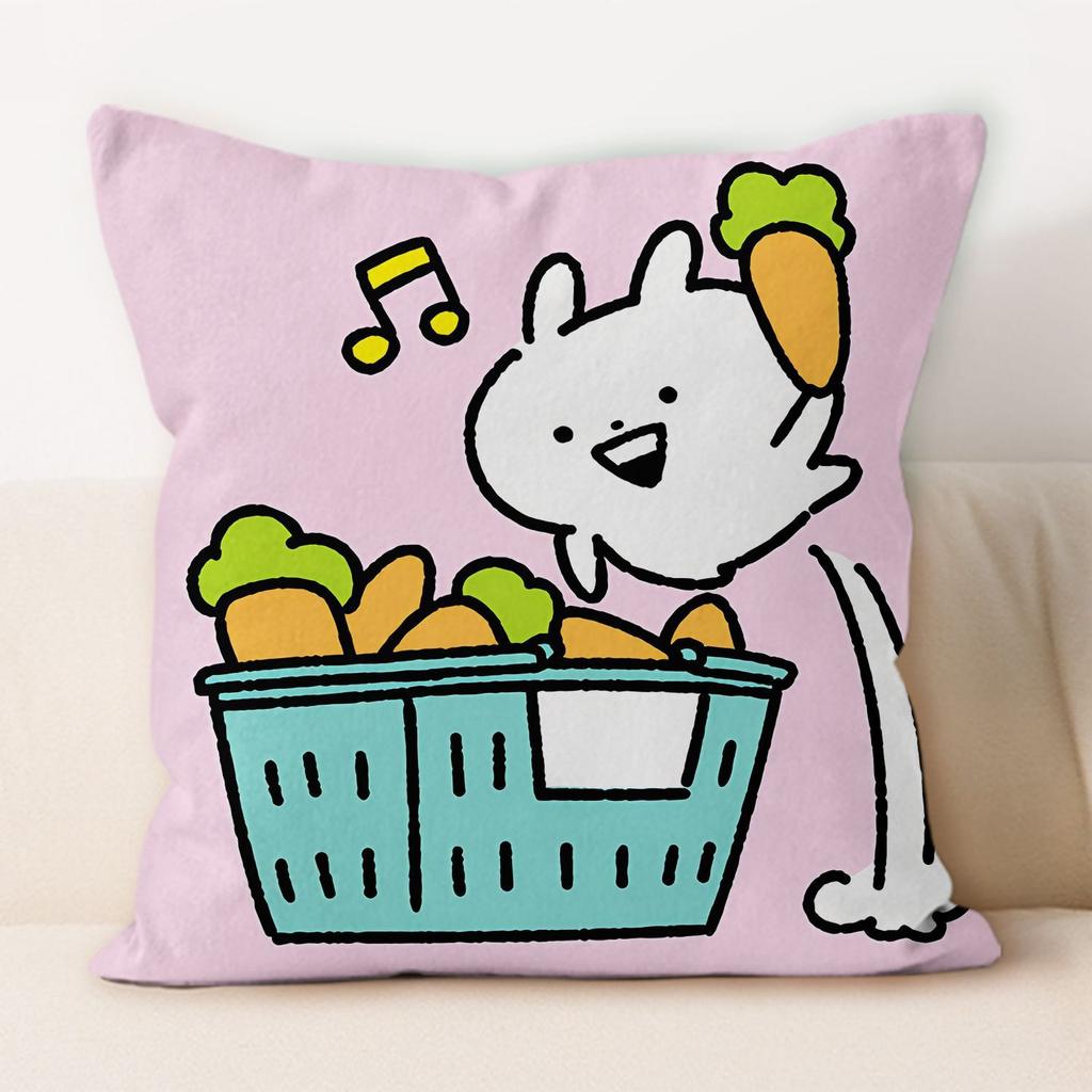 Happy Bunny Pillow Modern Simple Home Decoration Cushion Car Backrest Square Pillow