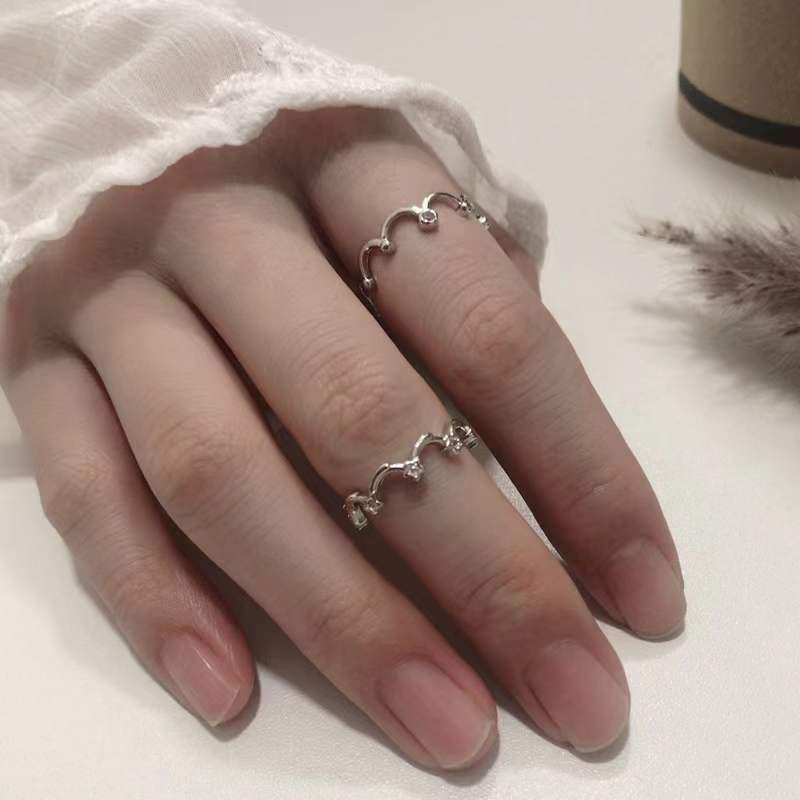 Beixi S925 Sterling Silver Crown Ring - Women s Adjustable Wave Design, Trendy Japanese-Korean Style. Open Adjustable