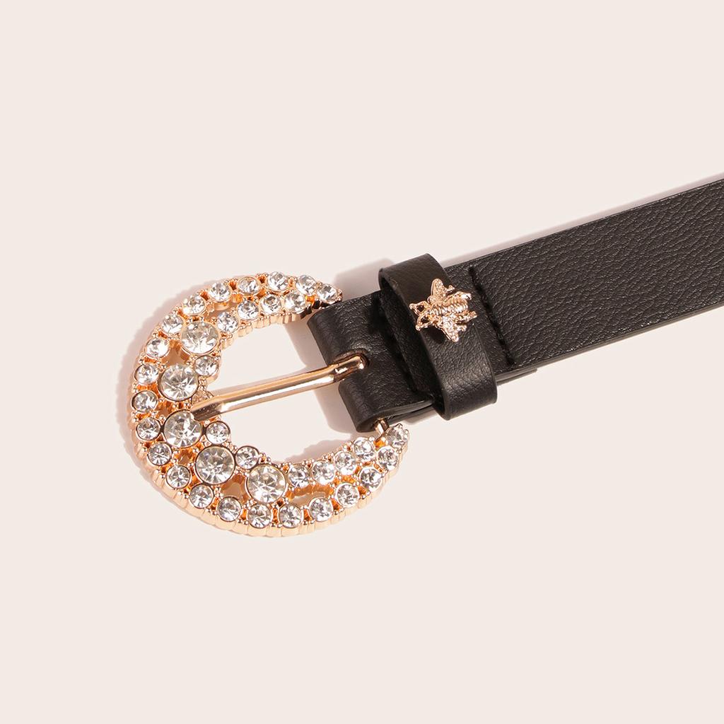 New Bee Diamond Belt for Women Sweet Belt Black Women Belt