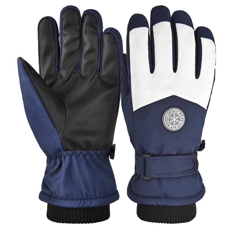 Winter warm cotton gloves with thick velvet for skiing cold protection outdoor cycling windproof antifreeze gloves for couples