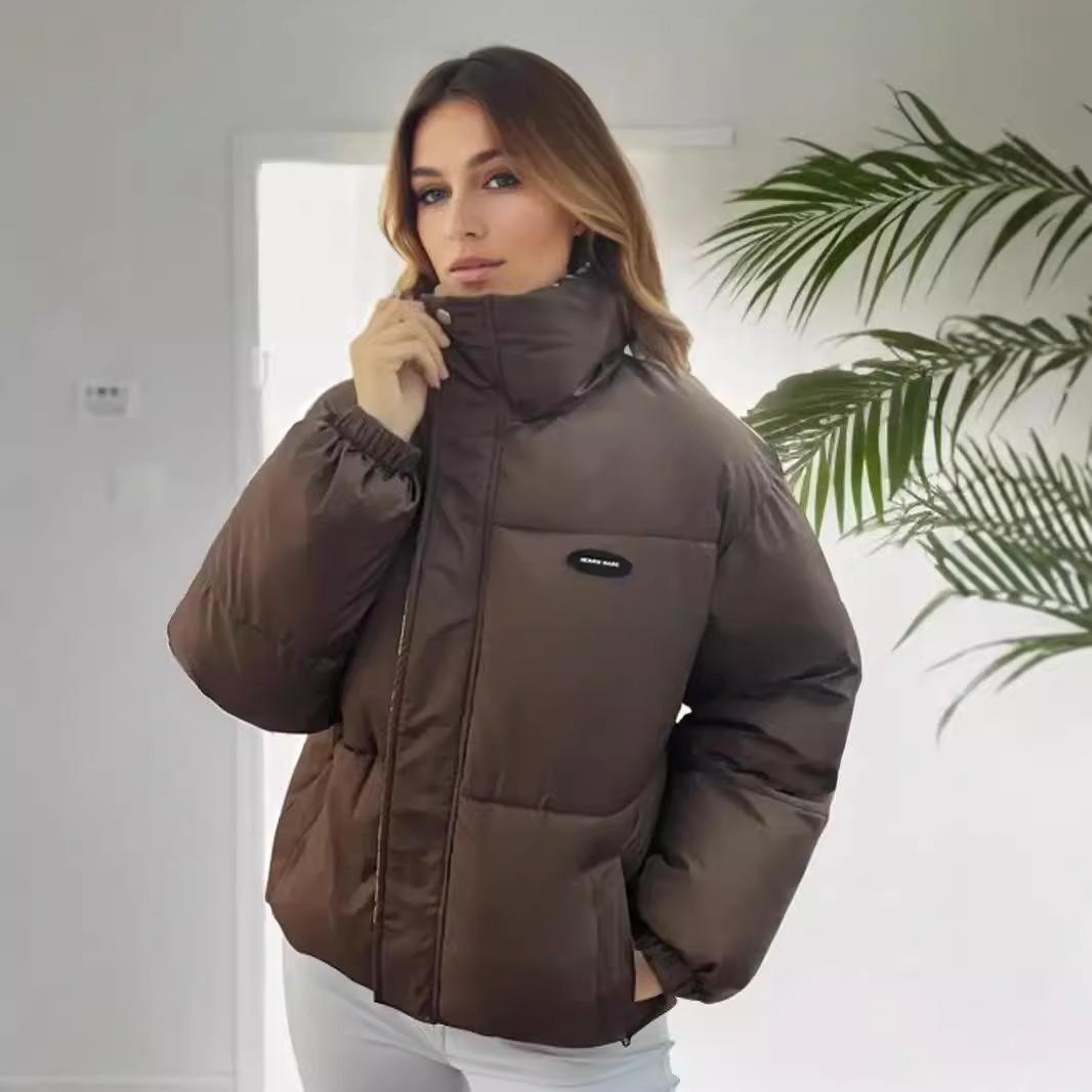 

Пуховик, Пальто, Женский, Зима 2025 Новый Стиль, Утепленный Пуховик, Хлопковое Пальто Свободного Кроя, Теплое Пальто, Черный, Коричневый, Легко Чистить M темно-коричневого