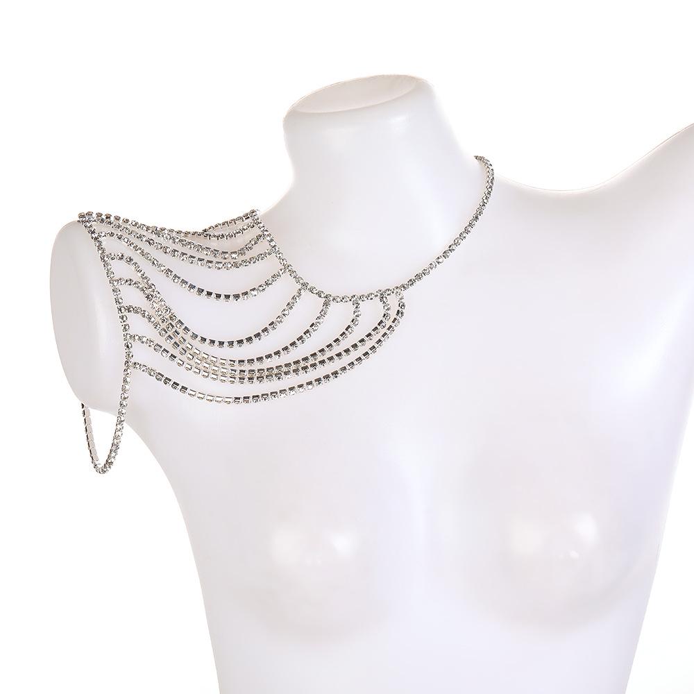 Luxurious Rhinestone Bridal Shoulder and Collarbone Chain Necklace Accessory