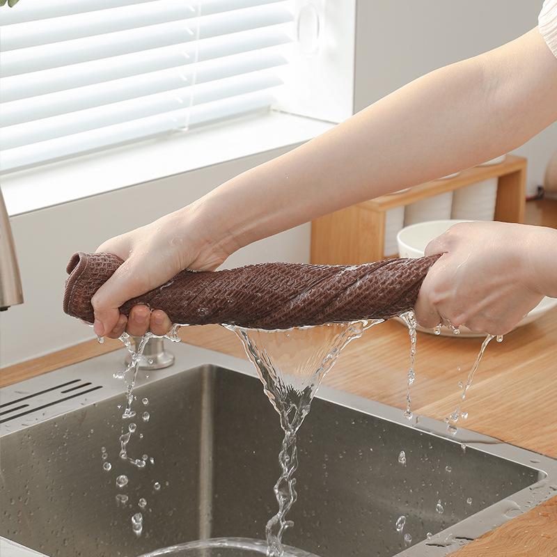 Cotton Honeycomb Absorbent Dishcloth - Non-Stick, Breathable Kitchen Towel for Washing Dishes