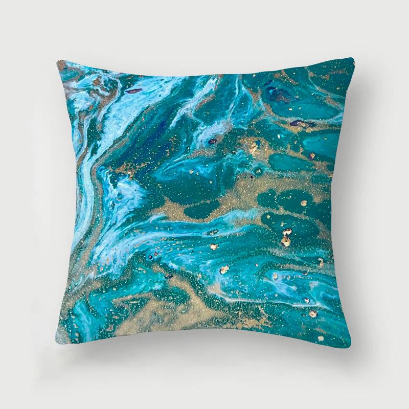 Nordic Blue Marble Polyester Pillowcase Sea Rock Texture Bedside Sofa Chair Throw Pillow Cushion Cover Home Decor Cushion Cover