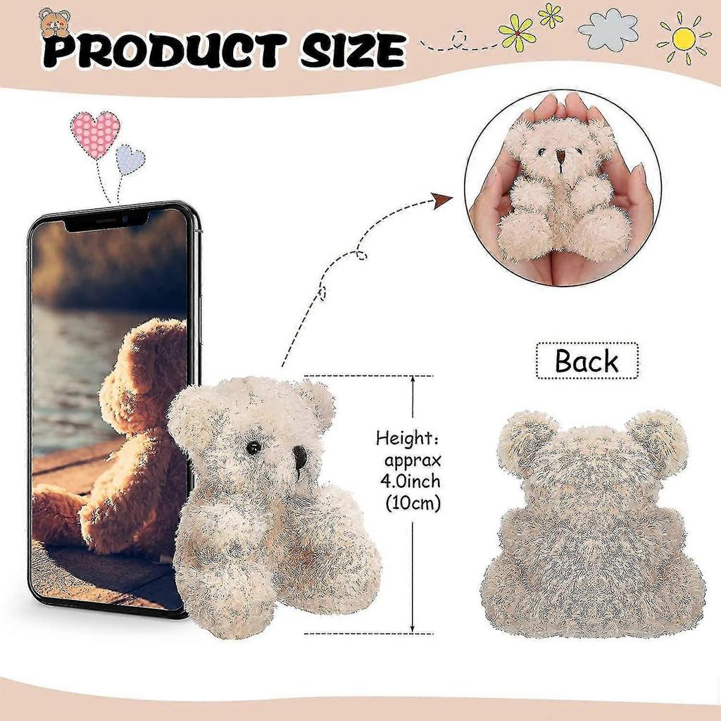 6 Pieces Mini Teddy Bear Little Bear Bulk 4 Inch Stuffed Animal Toy Small Soft Bear Doll Teddy Bear Brown Apricot For Baby Shower Birthday Graduation