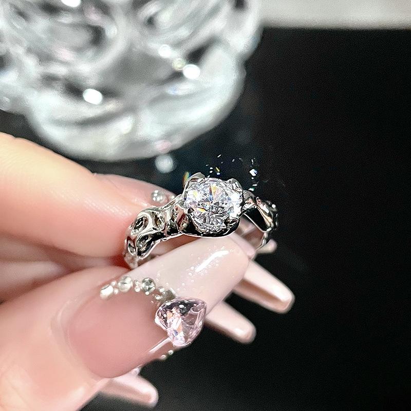 French Blue Butterfly Ring Women'S Opening Adjustable Trendy Cool Personality Niche Design High-End Ring