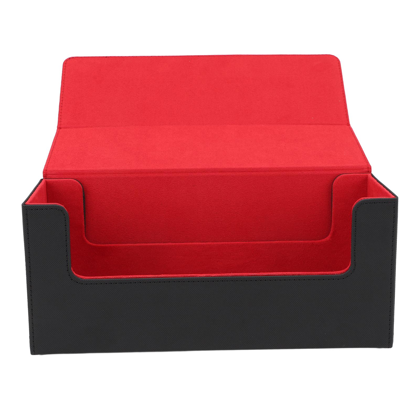 Card Deck Box Holding 250 Cards PU Leather Magnetic Closure Game Card Storage Organizer Case for Trading Cards Red Inside
