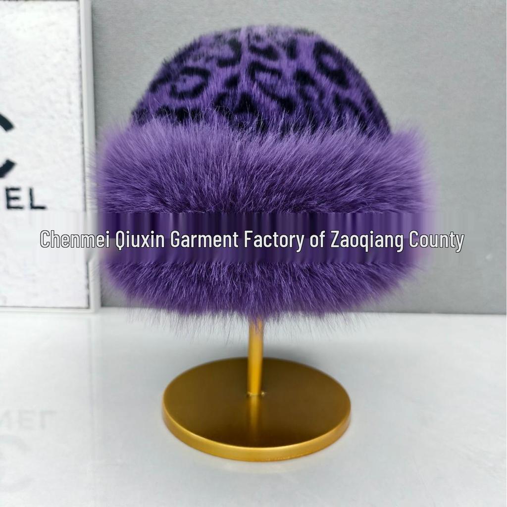 Stilvoller warmer Fischerhut mit Leopardenmuster aus Kunstpelz