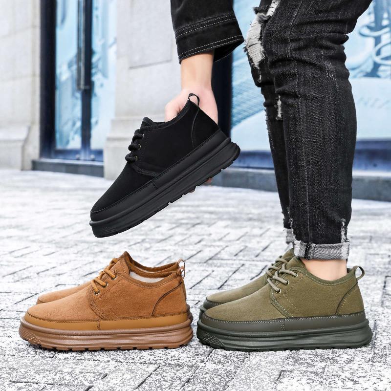 Herrenschuhe Winter Baumwollschuhe Samt verdickt Schnürschuhe Baumwollschuhe lässig vielseitig Papa-Schuhe rutschfest warm Schneestiefel