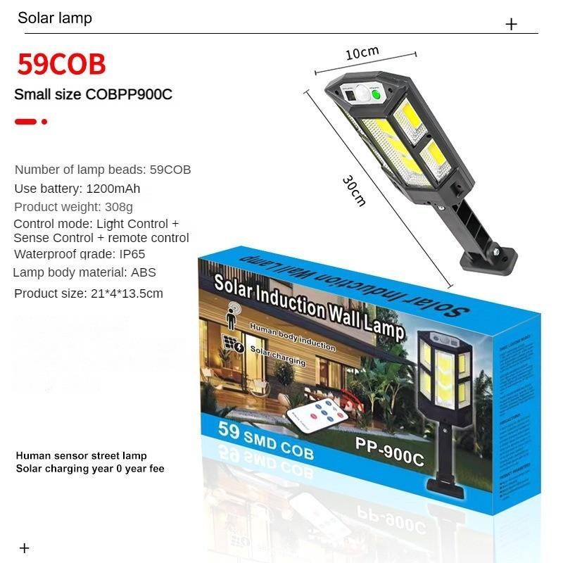 

30 Вт Уличные светодиодные солнечные фонари Ночное освещение дорог Индукционные настенные светильники Высокая яркость Водонепроницаемый фонарь для двора 59COB solar street light