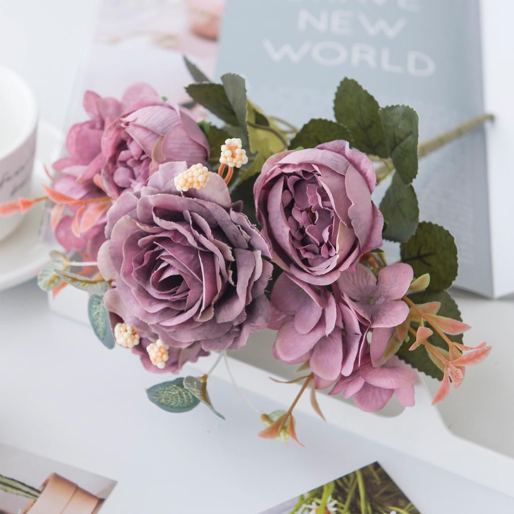 Artificial Flowers Silk Hydrangea Rose Peony Living Room Home vase table Garden Wedding bridal bouquet Diy Holiday Party Decor