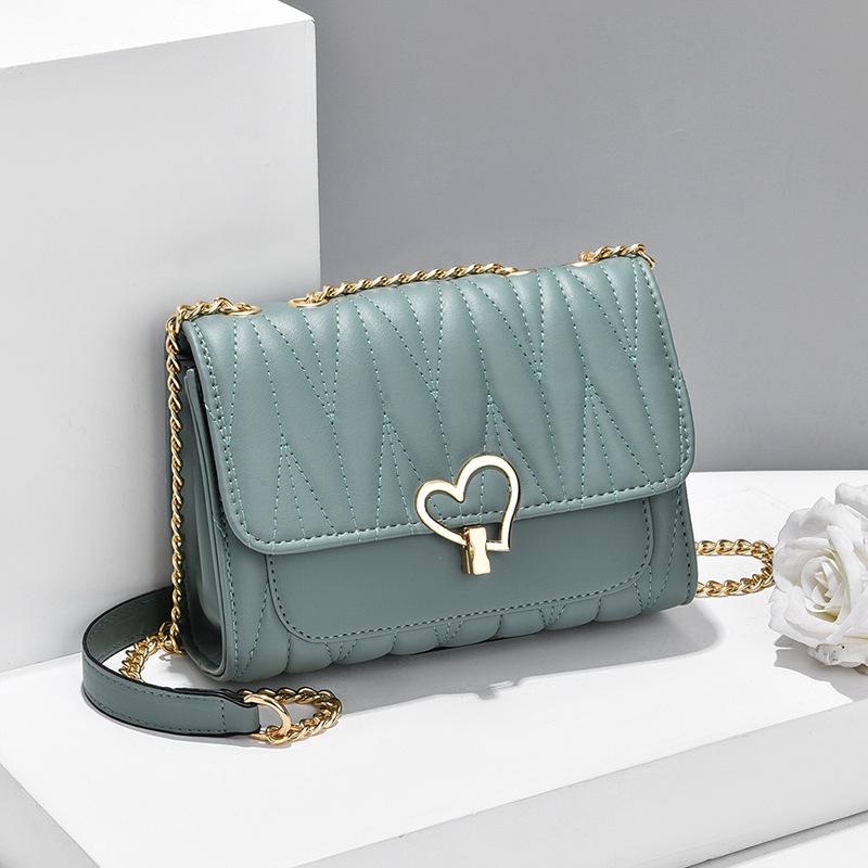 Women's bag 2025 new summer peach heart lock sweet shoulder bag casual fashion oblique span bag women's small square bag