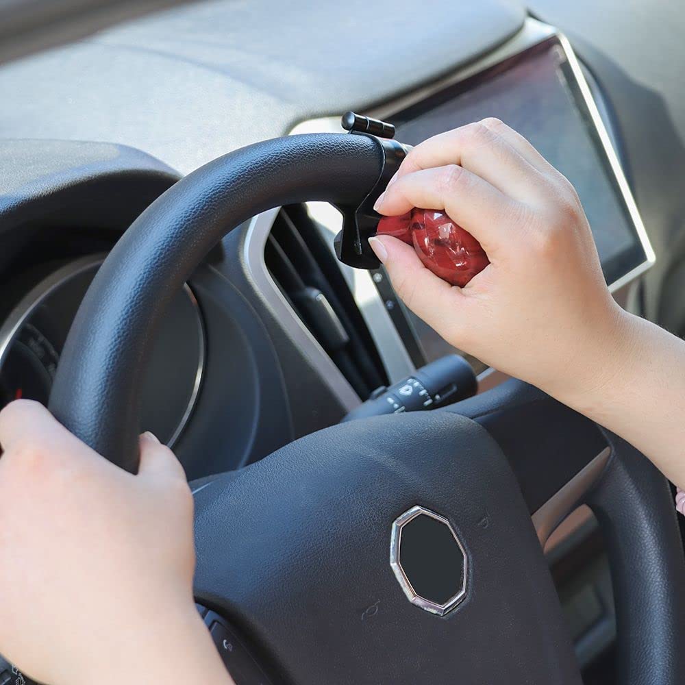 Qicarkey Wood Grain Steering Wheel Spinner Steering Wheel Spinner for Car Cart Power Steering Wheel Accessories