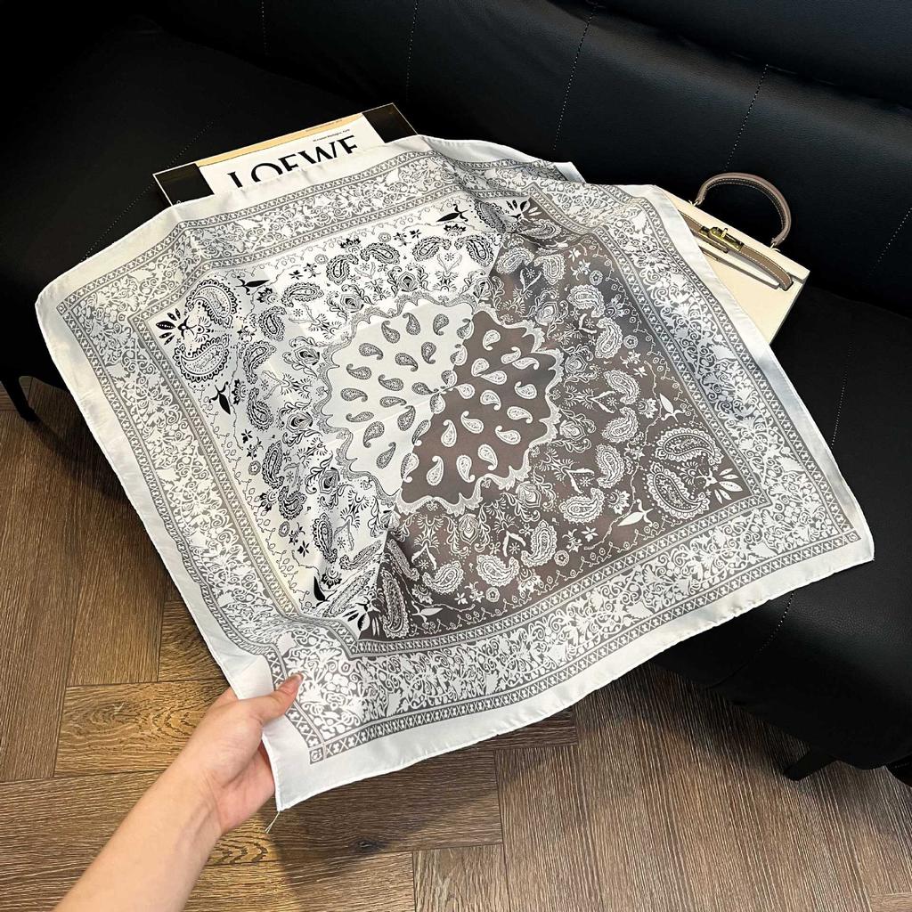 European and American style scarf square scarf imitation silk 71cm retro cashew print literary headband suit with decorative scarf