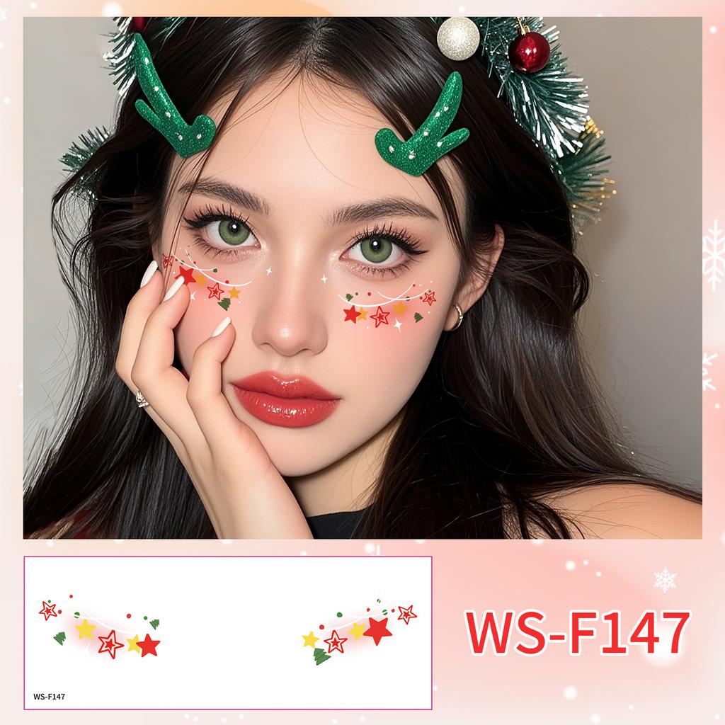 Cross Border New Manufacturer Direct Sales Christmas Makeup Face Stickers Party Dance Waterproof Sweat Creative Tattoo