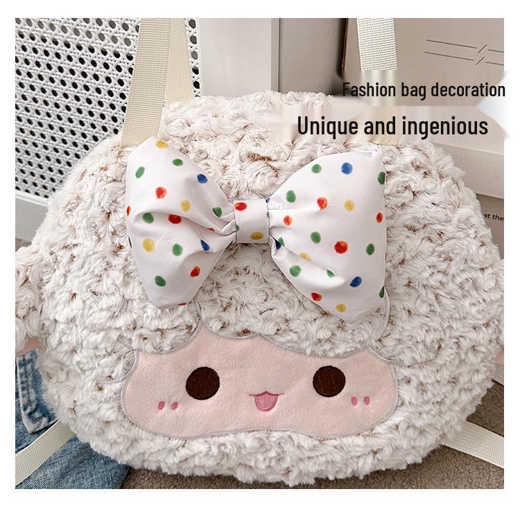 Large Capacity Cute Cartoon Lamb Wool Tote - Women's Autumn/Winter Japanese Backpack
