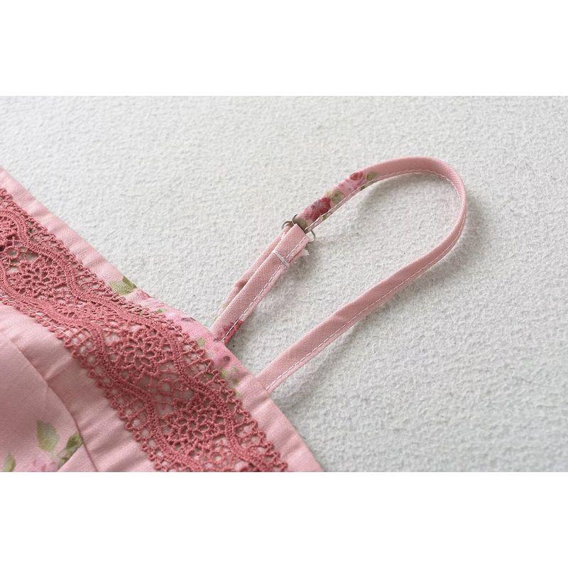 Kaslead New Arrival Women's Clothing Fashion Style Fashion Casual Minimalist Printed All-Matching Lace Top with Narrow Straps