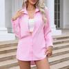 EastRogue Women's Fashion Casual Spring Fall Solid Color Print Long Sleeve POLO-Neck Blouses & Shirts