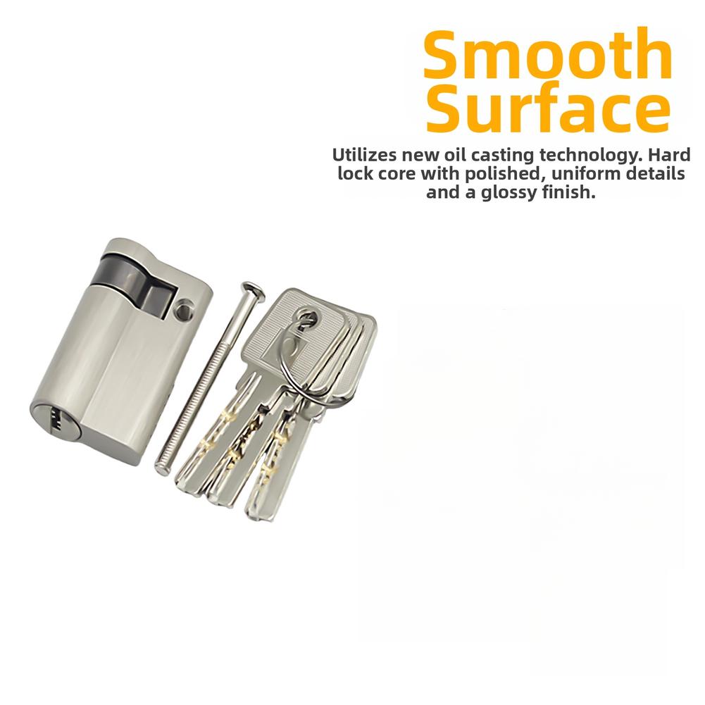 Copper Half Lock Cylinder 45mm 50mm for Interior Doors Security Lock with 3 Brass Keys European Standard Compatibility