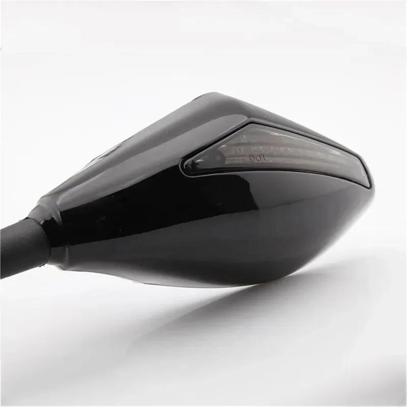 2PCS New for CBR 600 Suzuki Ducati Motorcycle Rearview Mirrors with LED Turn Signals Lights Integrated