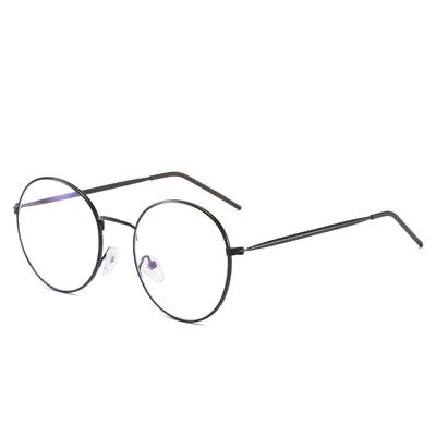 Retro Literary And Artistic Round Flat Mirror Anti-Blue Light, Metal Round Frame Glasses Frame Tide