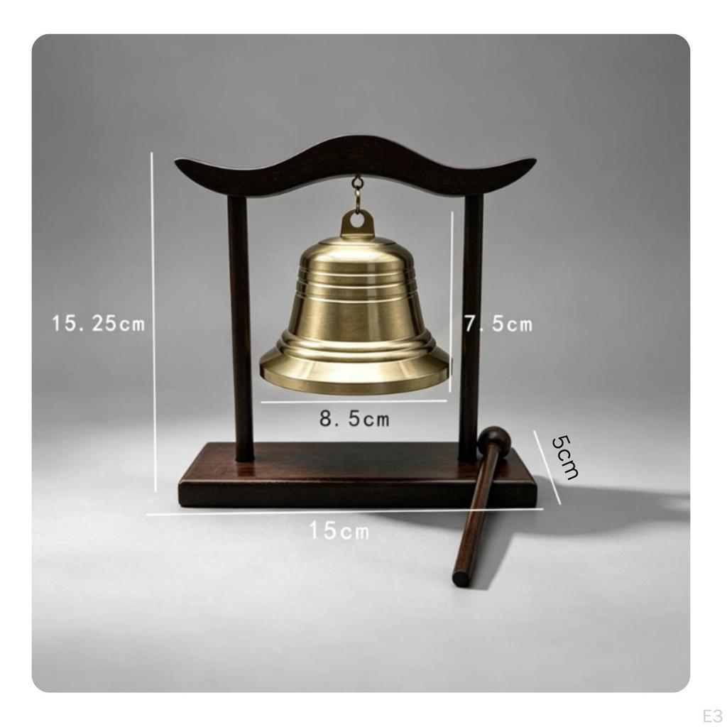 Hängende Messingglocke mit Ständer | Achtsamkeit, Meditationsklöppel, für Wohnkultur 5,3 cm