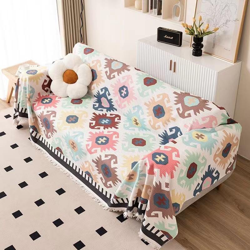 Rural Flower Printed Sofa Towel For Living Room Cozy Warm Knee Blanket For Office Durable Sofa Protector For All Seasons