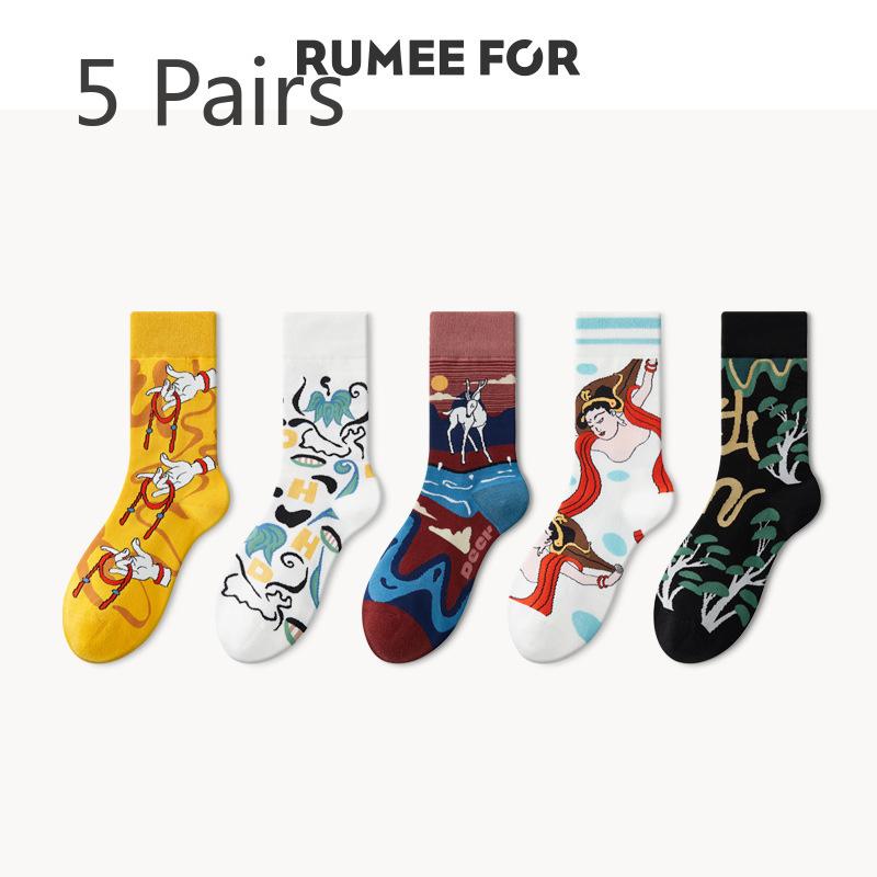 

5 пар модных женских носков до середины икры на весну и осень 5 Pairs