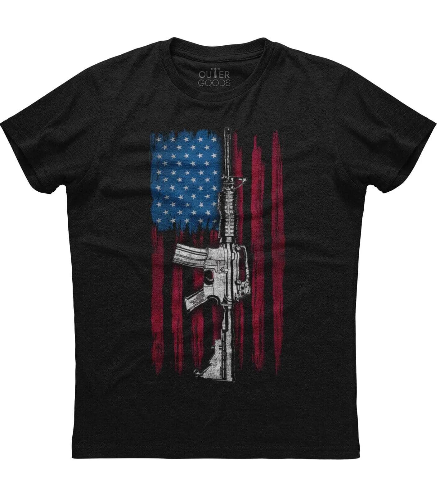 The Patriotic Gun 2nd Amendment Flag American T-Shirt Tee 2ND T-shirt XL