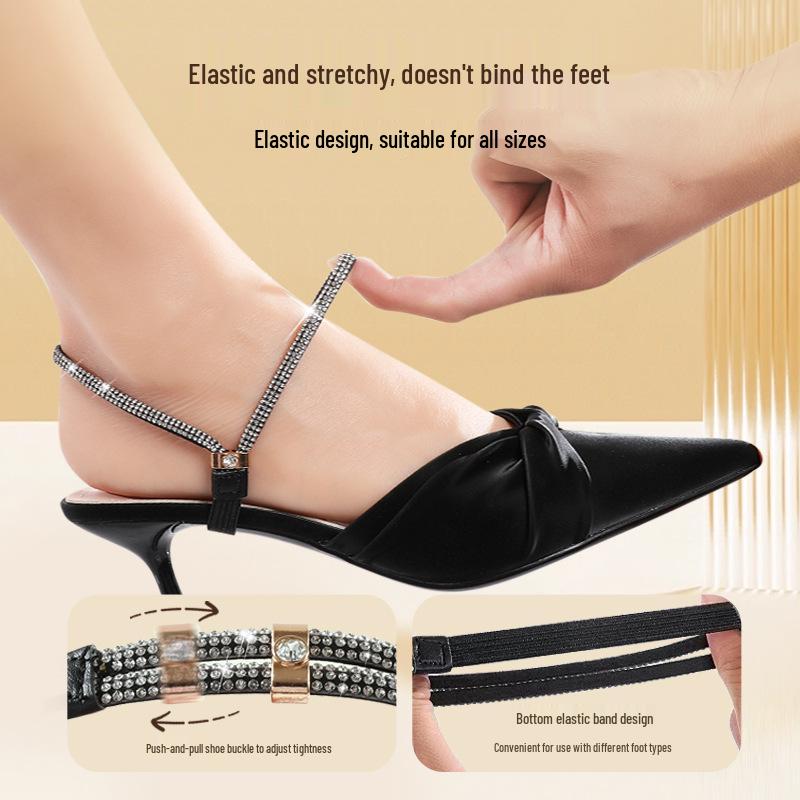 New Lace-Up High-Heeled Sandals with Adjustable Heel Straps for Anti-Slip Comfort, No Installation, Lightweight Luxury.