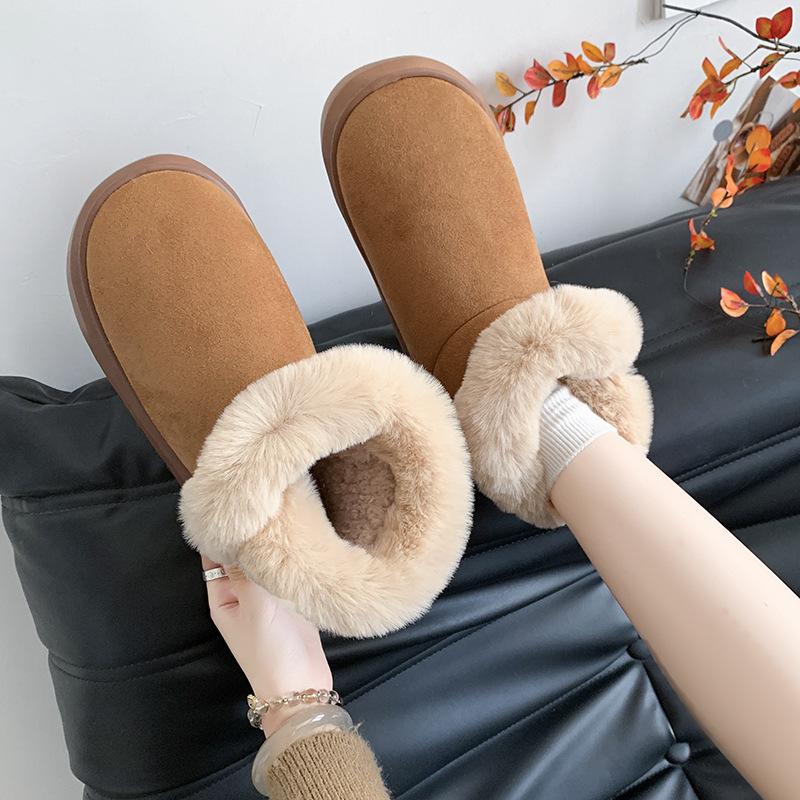 Fashion New Winter Thick-soled Mid-calf Warm Shoes Wear-resistant Comfortable and Fashionable Women's Boots Flat-soled Velvet Snow Boots