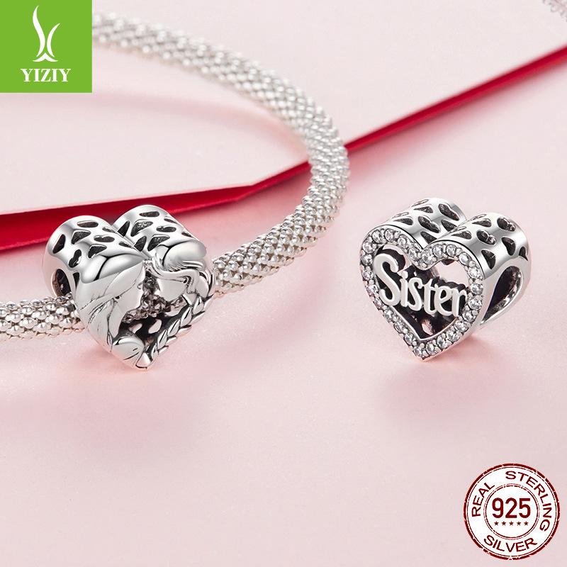 S925 Silver Love Sister Beaded, Family Style Personalized Diy Bracelet Beaded Accessories