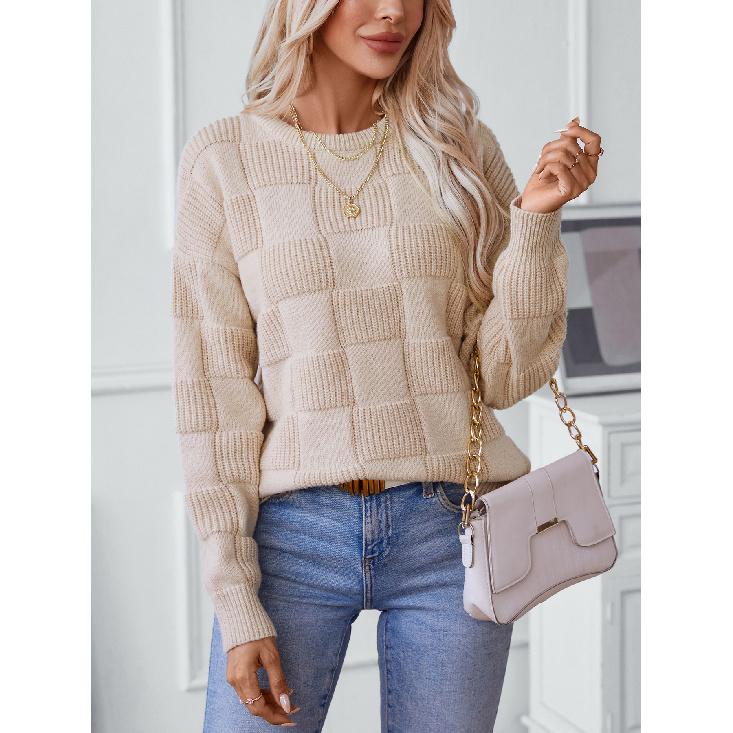 Rose Beauty A Leisure Pullover Sweater Women's Autumn and Winter New Loose Round Neck Sweater Top