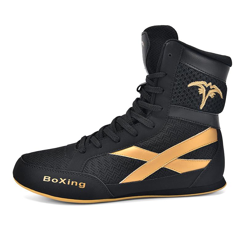 

New Style Men Boxing Sneakers Breathable High Top Wrestling Footwears Male Boxing Training Boot Wear-Resisting Combat Sneakers 46 чорний