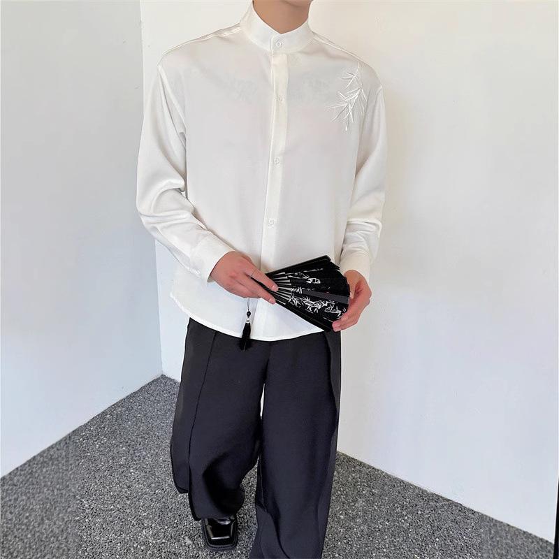 Men's Stand Collar Shirt: Modern Chinese Style for Spring & Autumn