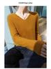 New Seamless Mink Velvet V-Neck Cashmere Sweater for Women - Loose Fit, Solid Color, Short Pullover Knitwear for Autumn and Winter