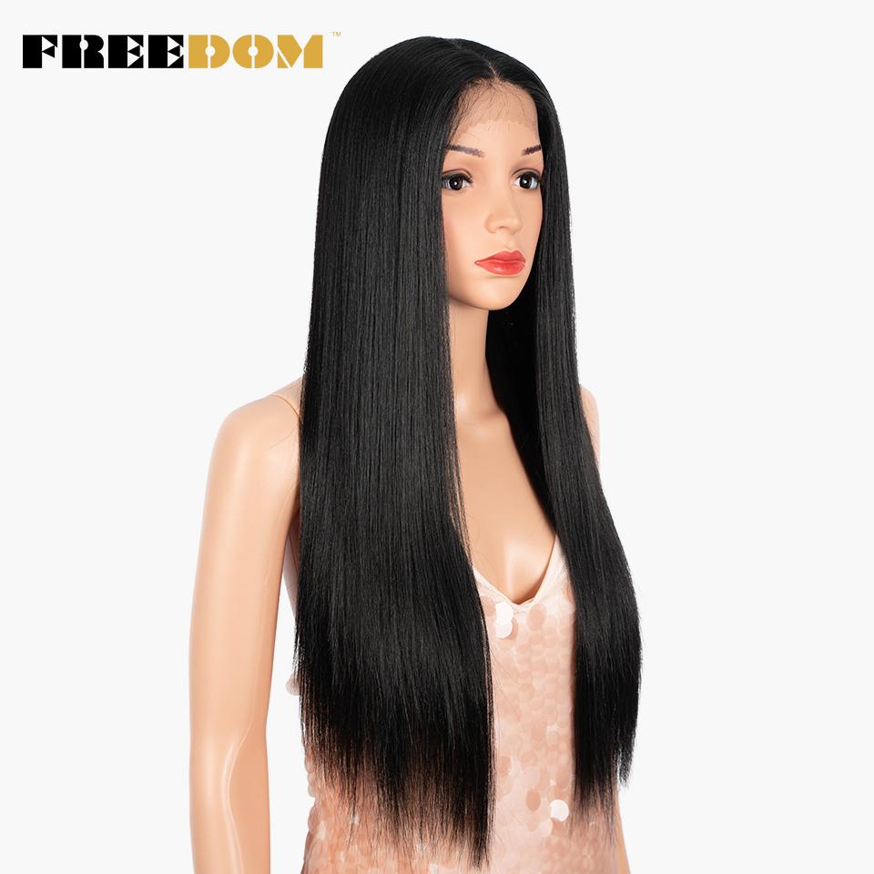 FREEDOM Synthetic Lace Front Wigs For Women Ombre Brown Blonde Wig Straight Lace Wig 28 Inch Heat Resistant Fantasy Cosplay Wigs
