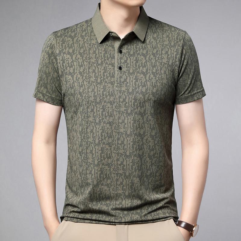 

Designer Brand Men s Summer Printed Lapel Polo Shirt High Quality Trendy Casual Dyeing Short Sleeved Comfort T-Shirt Men s Wear L армія зелений колір