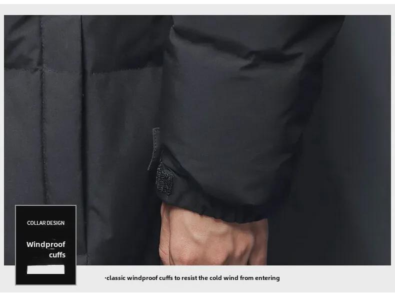 659 Zimní unisexový dlouhý péřový kabát s kapucí - ke kolenům, zateplený, konvertibilní design.